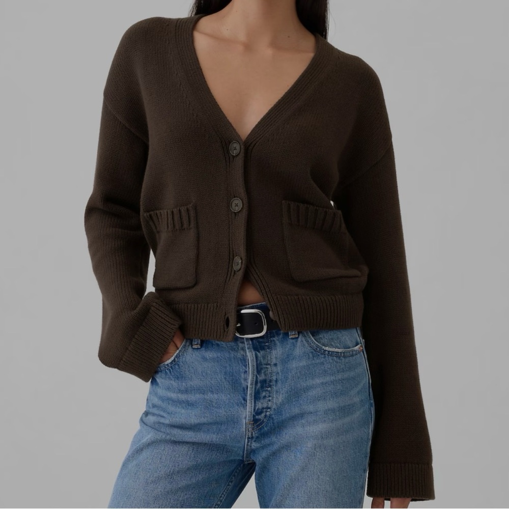 GAP Dark Brown V-Neck Button Cardigan